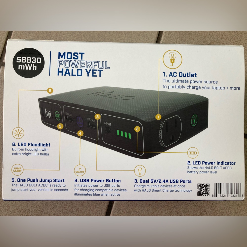 Halo Bolt Black and Green Power Station with USB and AC Ports